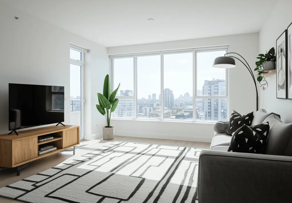 Contemporary style virtual staging with modern furniture