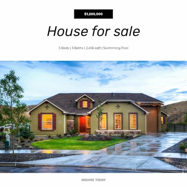 Professional Facebook post template for property listing