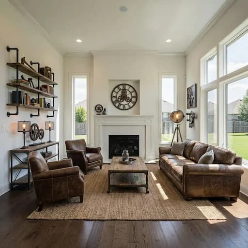 Virtual staging example - Industrial style living room