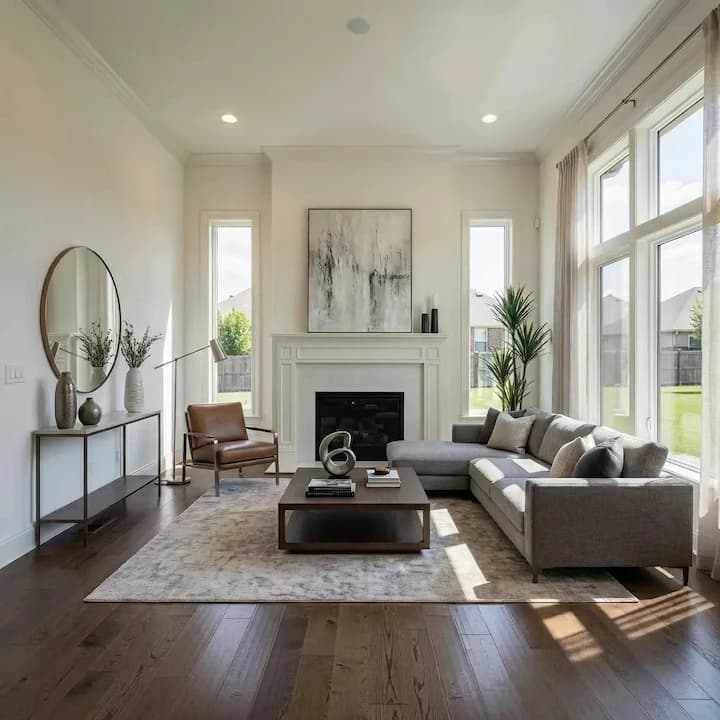 Virtual staging example - Contemporary style living room